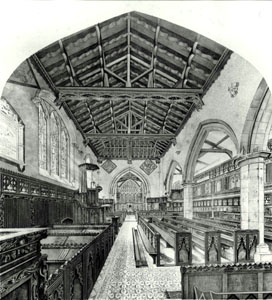 interior of church looking east drawn by John Sunman Austin 1854